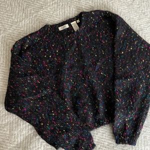Vintage Black Confetti Cropped  Mohair Sweater